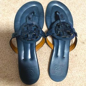 Size 9 Navy Blue Tory Burch Miller Sandals